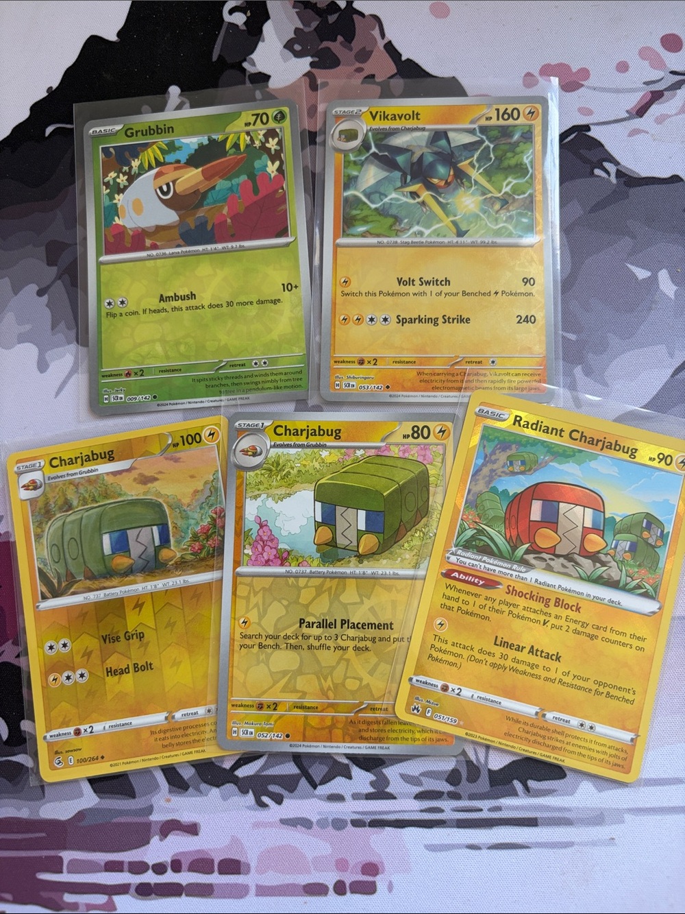 Grubbin Charjabug & Vikavolt Evolution Lot | Radiant Reverse Holo Pokémon ✨5/$25